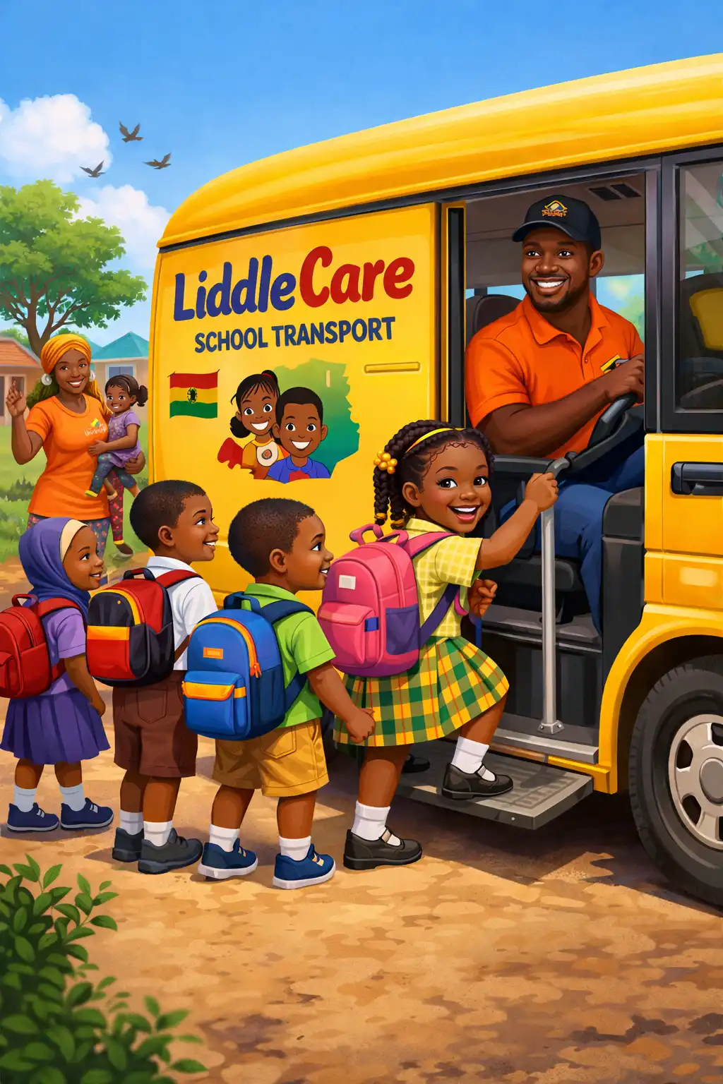 Students boarding a school bus